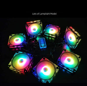 COOLMOON Billow 120mm Adjust RGB Computer Case PC Cooling Fan RGB Quiet with IR Remote New Computer Cooler RGB CPU Case Fan Three in One (3 Pcs with Controller Kits & add on RGB Light Strip )